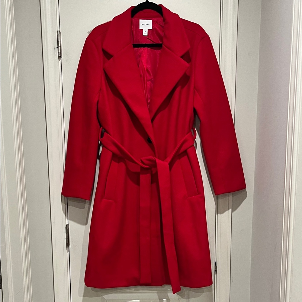 Nine West Red Women's Belted Trench Coat